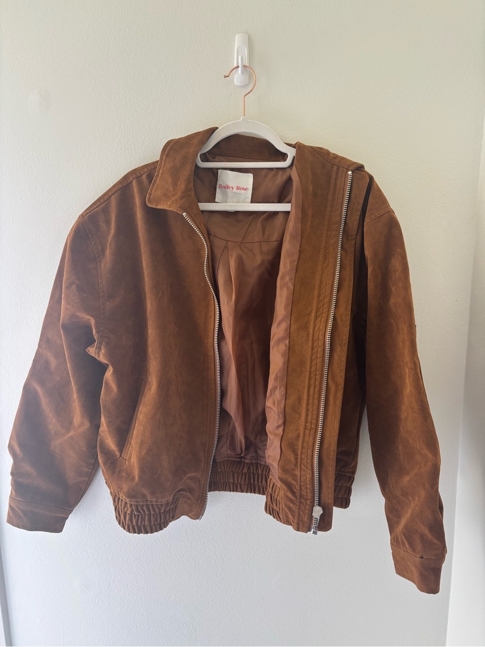 Bailey Rose Women's Brown Suede Bomber Jacket